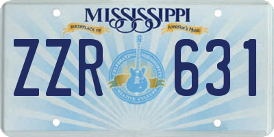 MS license plate ZZR631