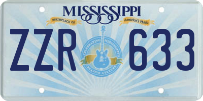 MS license plate ZZR633