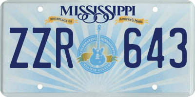 MS license plate ZZR643