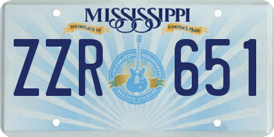 MS license plate ZZR651