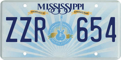 MS license plate ZZR654