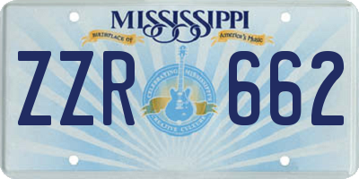 MS license plate ZZR662