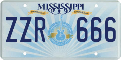 MS license plate ZZR666