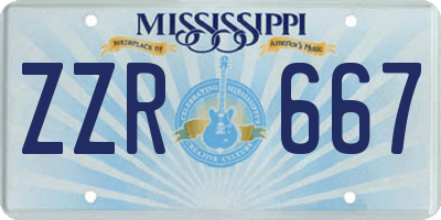 MS license plate ZZR667