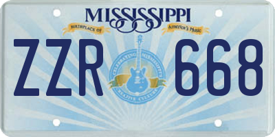 MS license plate ZZR668