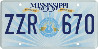 MS license plate ZZR670