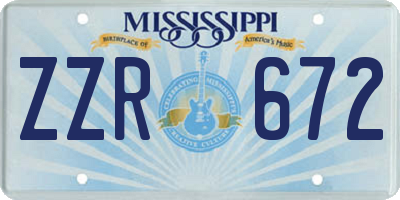 MS license plate ZZR672