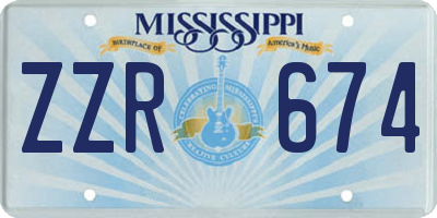 MS license plate ZZR674