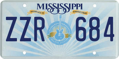 MS license plate ZZR684