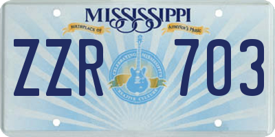 MS license plate ZZR703