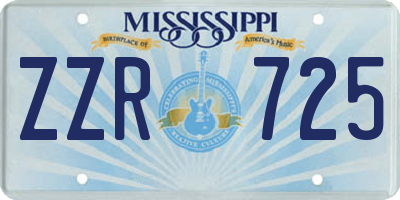 MS license plate ZZR725