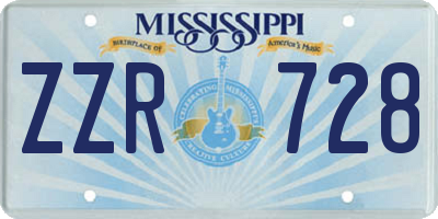 MS license plate ZZR728