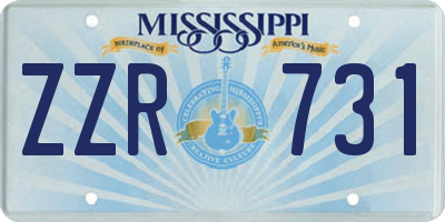 MS license plate ZZR731