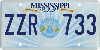 MS license plate ZZR733