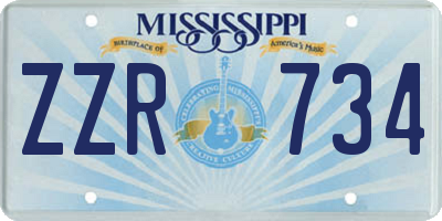 MS license plate ZZR734