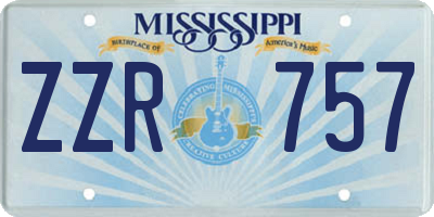 MS license plate ZZR757