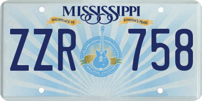 MS license plate ZZR758