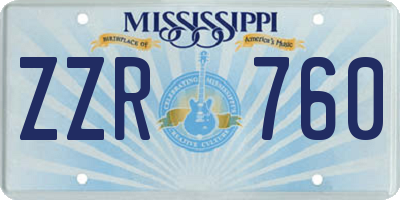 MS license plate ZZR760