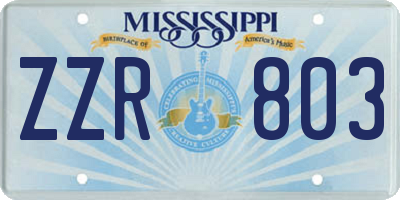 MS license plate ZZR803