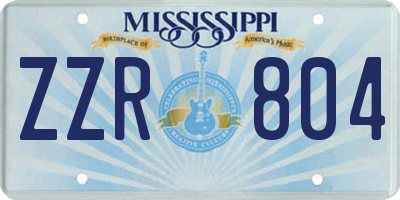 MS license plate ZZR804