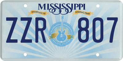 MS license plate ZZR807