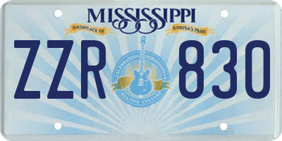 MS license plate ZZR830