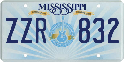 MS license plate ZZR832