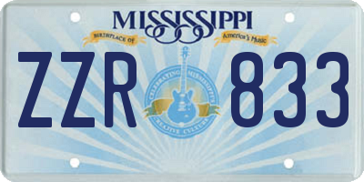 MS license plate ZZR833