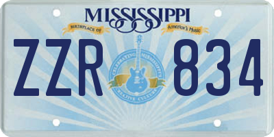 MS license plate ZZR834