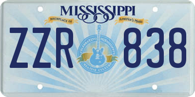 MS license plate ZZR838