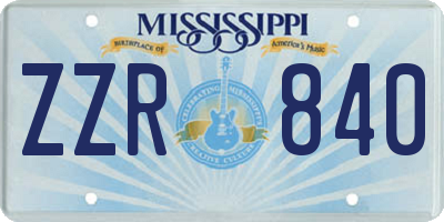 MS license plate ZZR840