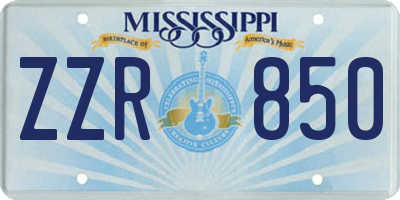 MS license plate ZZR850