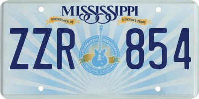 MS license plate ZZR854