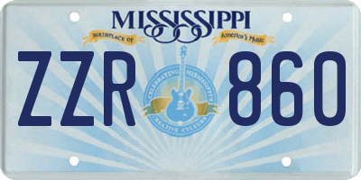 MS license plate ZZR860