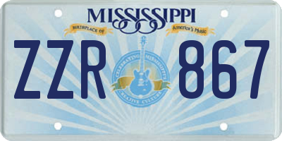 MS license plate ZZR867