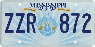 MS license plate ZZR872