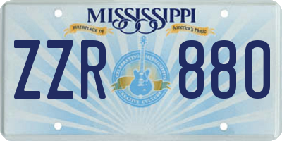 MS license plate ZZR880