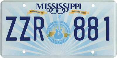 MS license plate ZZR881