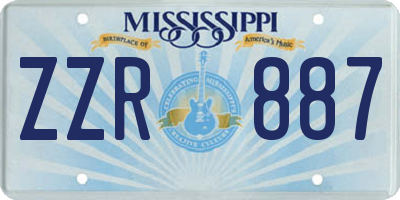 MS license plate ZZR887