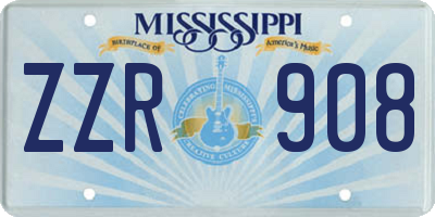 MS license plate ZZR908