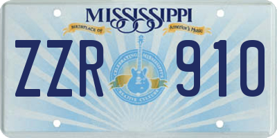 MS license plate ZZR910