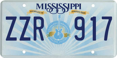 MS license plate ZZR917