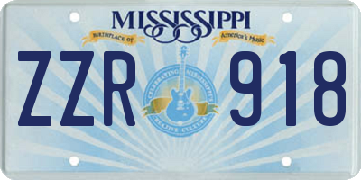 MS license plate ZZR918