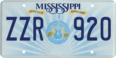 MS license plate ZZR920