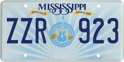 MS license plate ZZR923