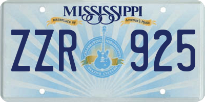 MS license plate ZZR925