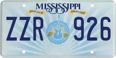 MS license plate ZZR926