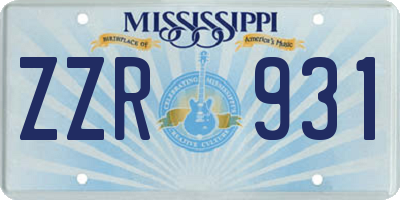 MS license plate ZZR931
