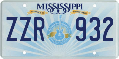 MS license plate ZZR932