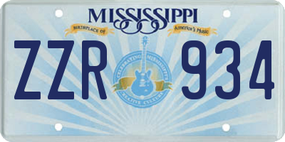 MS license plate ZZR934
